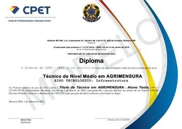 Modelo de diploma do Curso Técnico em Agrimensura